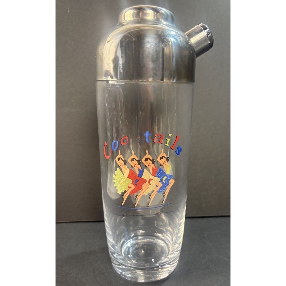 Cocktail Shaker Can Can Dancers with Chrome Top Art Deco Vintage Style